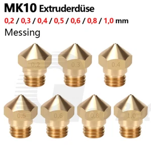 MK10 Messing Extruder Düse 0,2 0,3 0,4 0,5 0,6 0,8 1mm 3D Drucker Nozzle M7 1,75 - Afbeelding 1 van 10