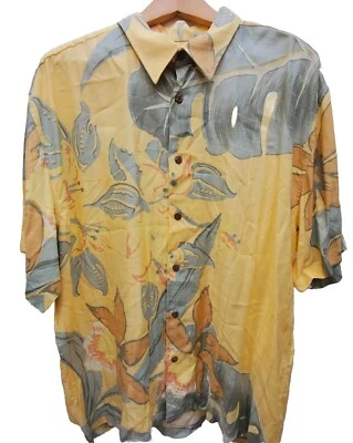 Natural Issue Island Life Button Down SS Men Shirt Yellow Floral Sz XXL Hawaiian - Image 1 of 4