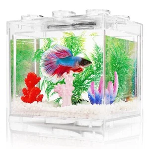 Small Betta Fish Tank, Aquarium Tank Kit with LED Lighting, 0.6 Gallon Stacka... - Picture 1 of 7