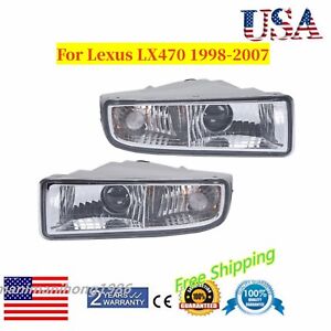 Pair Halogen Bumper Fog Lights Daytime Running Lamps For Lexus LX470 1998-2007