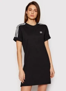 Women's Adidas T-shirt Dress Trefoil Logo Black - Picture 1 of 6