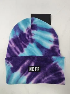 Neff Beanie Mütze Krawatte blau + lila Kinder Teenager Erwachsene Größe Neu mit Etikett - Bild 1 von 5