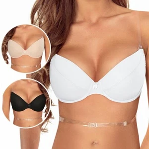 Vivisence 1035 Backless Push Up Bra Underwired Multiway Convertible Clear Strap