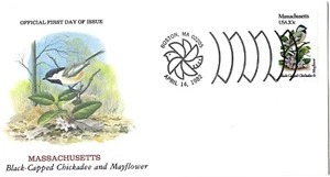 5 '82 State Birds & Flowers FDCs. franked with 18 of the 50 on 2 Chuck Ripper - Picture 1 of 5