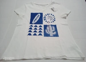 NWT Old Navy Mexico Cactus T-Shirt XL 14 - 16 White Blue Waves - Picture 1 of 4
