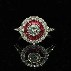 2.98Ct Round Cut Lab Created Diamond Engagement Ring 14K White Gold Plated - Picture 1 of 8