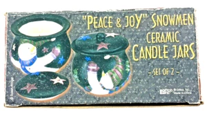 Giftco Susan Winget Peace and Joy Snowmen Ceramic Candle Jars - Picture 1 of 10