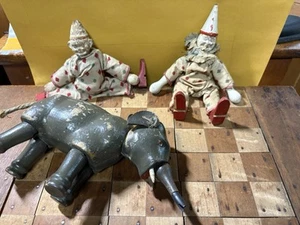 SCHOENHUT HUMPTY DUMPTY CIRCUS ELEPHANT AND CLOWN PAIR ! - Picture 1 of 3