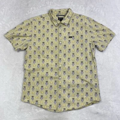 Camisa con botones RVCA para hombre talla mediana calce ajustado ANP AOP estampado de trofeos camel SS Foto 1 de 4