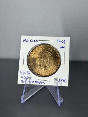 1959 Mo Mexico 50 Centavos Coin Red Uncirculated UNC GEM RED - Image 1 of 2
