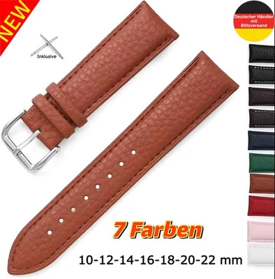 Uhrenarmband Leder Armband 10 12 14 16 18 20 22 mm mit feiner Prägung Uhr Watch - Bild 1 von 4