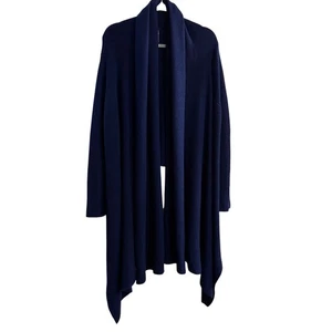 Cárdigan Ruti Fino Mezcla Lana Merino Cascada Abierta Tejido Asimétrico Azul OS - Imagen 1 de 5