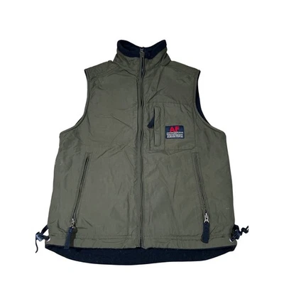 Chaleco Reversible Abercrombie Fitch Para Hombres Verde Oliva Vellón Y2K De Colección Grande Foto 1 de 4