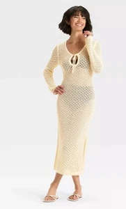 Damen Maxi Pulloverkleid im Häkel-Stil Langarm - A New Day Creme M Medium - Bild 1 von 3