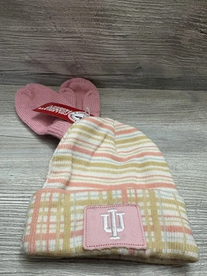 NCAA INDIANA HOOSIERS, gorro y guante tejido para niños pequeños combo niñas rosa Foto 1 de 4