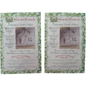 NEW Susan Branch Embroidered Sachet Pillow Kit #42973 "Love" 4.75" Square Set 2 - Picture 1 of 7