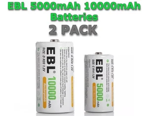 EBL 5000mAh/10000mAh Ni-MH C D Größe Zelle wiederaufladbare Akkus hohe Kapazität - Bild 1 von 7