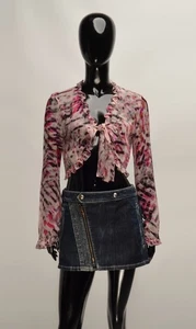 Vintage Emanuel Ungaro Fuchia Silk Sheer Cropped Top Blouse Bolero Size S-M - Picture 1 of 8