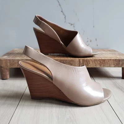 Sandalias de cuña Franco Sarto para mujer 5,5 beige cuero punta abierta con cordones Foto 1 de 4