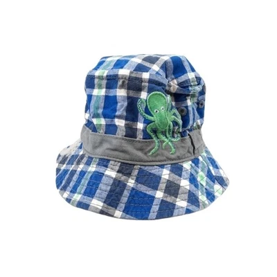 Gymboree Plaid Beach Bucket Hat Embroidered Octopus Angler Fish Size 2T/3T Boys - Image 1 of 4