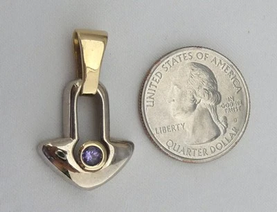 Diseñador SJ 14k Iolite? Colgante 4mm 1/3CW Gran Color 6.5gr Vintage Foto 1 de 4