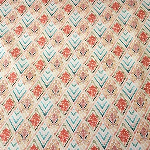 31" Meandering Macrame Dena June P&B Textiles Teal Coral Tiles - Picture 1 of 3