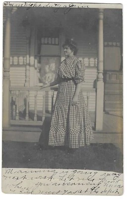Peoria, IL Illinois 1908 RPPC Postcard, Young Woman, Job Interview - Image 1 of 2