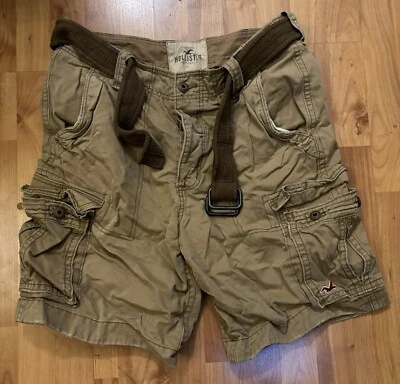 VTG NWT Hollister Surf Shorts Men 33 Cargo Tan Baggy Pockets Utility Y2K W/ Belt - Image 1 of 4