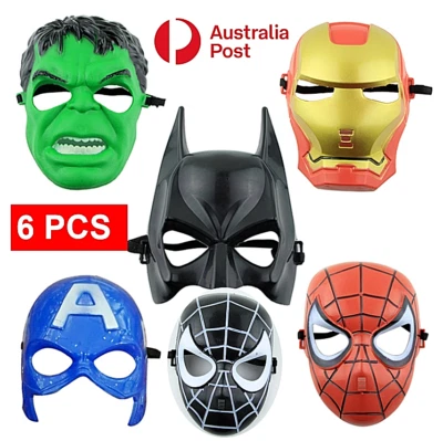 6PCS Avengers Mask Costume Cosplay Spiderman Captain America Batman Hulk Ironman - Image 1 of 4