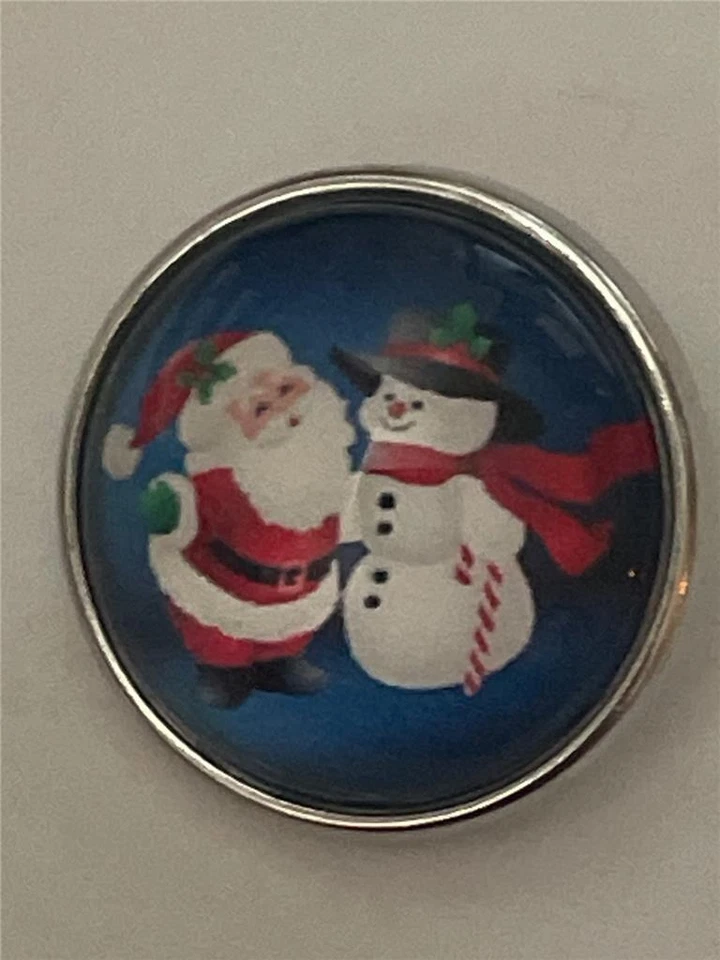 Fit Ginger Snap 圣诞老人和雪人玻璃 20 毫米按扣 — 第 1/1 张图片