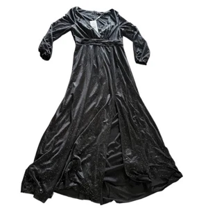 Ever Pretty Maxi Dress Woman's 8 Large Medium Formal Prom Black Sparkle Split - Picture 1 of 10