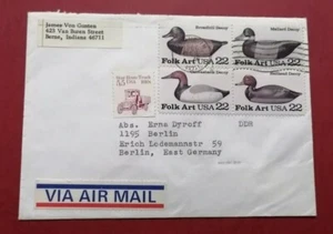 US COVER 1986 NICE STAPS Ihdiana to East Germany - Picture 1 of 2