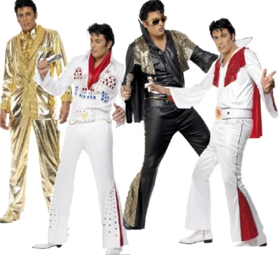 Elvis Presley Costume Ladies Mens Elvis 1960s Fancy Dress Rockstar Elvis - Image 1 of 4