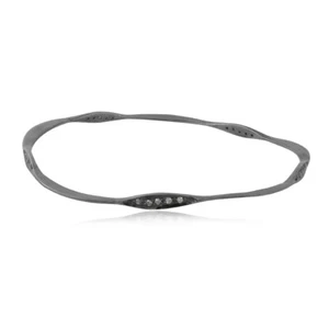 925 Sterling Silver Single Line Bangle Bracelet Pave Diamond Stacking Jewelry - Picture 1 of 3