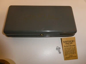Vintage seltenes McKenzie Bestattungsinstitut Oak Forest IL P.N. Metall Geld Dokumentenbox mit Schlüssel - Bild 1 von 23