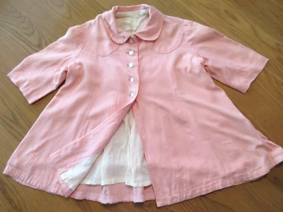 Vintage 1950's Toddler Girls Fully Lined Pink Coat w White Accent Buttons - Image 1 of 4