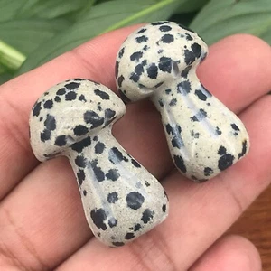 2pcs Natural balmatin Mushroom Quartz Crystal carved Skull Gem Healing 1.4" - Picture 1 of 11