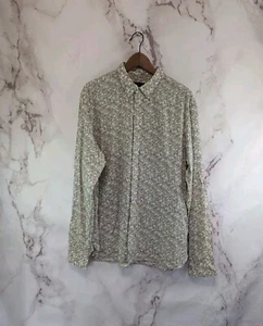 All Saints Shirt Mens XL Brown Crane Button Up Long Sleeve Bird Print - Picture 1 of 13