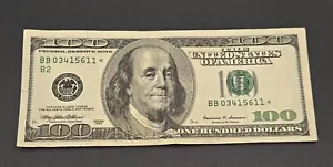 1999 One hundred dollar bill star note Fancy serial number broken ladder - Picture 1 of 4