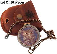 Go Confidently Quote Engraved Compass with Leather case Gift Lot OF 10 pIeces