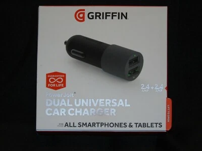 Griffin PowerJolt Dual Universal Car Charger-Black/Grey 5 V @ 2.4 A Per Port NIB - Image 1 of 4