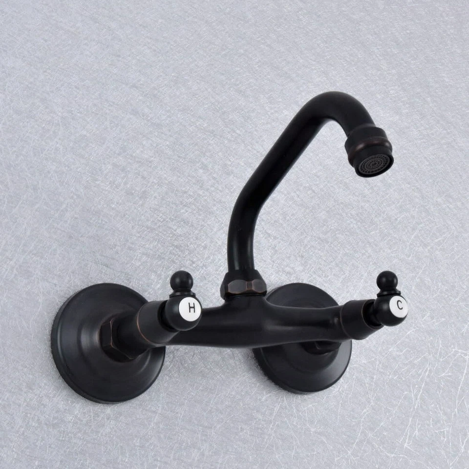 Wall Mounted Kitchen Bathroom Black Oil Rubbed Brass Mixer Tap Faucet ysf734 - Image 1 of 1