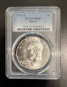 1776-1976-S | Bicentennial Silver Dollar | PCGS MS67 | Brilliant White Finish - Picture 1 of 2