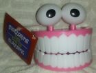 3?Pink Plastic Chattering Teeth With Googly Eyes Wind Up Toy