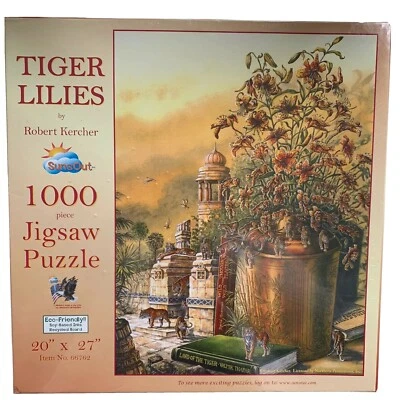 Sunsout Tiger Lilies Puzzle Robert Kercher NEW Sealed 1000 Piece RARE HTF Flower - image 1 of 4