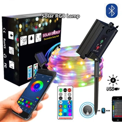 Outdoor Solar LED Strip Lights Music Sync Bluetooth RGB Room Light with Remote - Image 1 of 4
