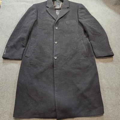 Ralph Lauren Overcoat Trench Coat Men 42 R Wool Cashmere Blend Black Heavy  - Image 1 of 4