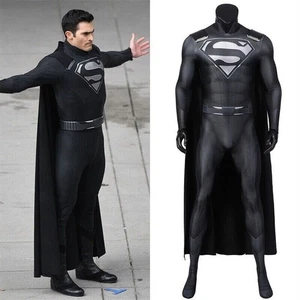 Superman Clark Kent Black Body Suit Cape Cosplay Costume Halloween Gifts Anime - Picture 1 of 9