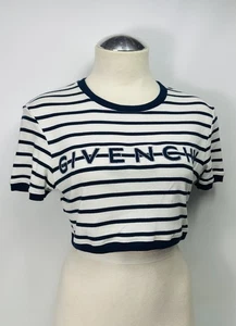 Givenchy T-shirt manica corta con logo crop top a righe S - Foto 1 di 12