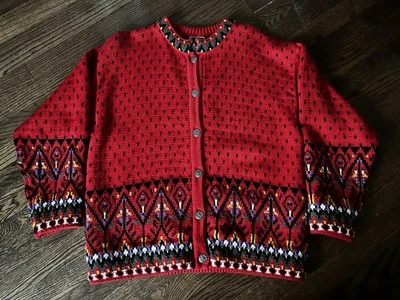 Vintage Dale of Norway Sweater Large Black Red  Yellow Wool Norway Nordic EUC - Image 1 of 4